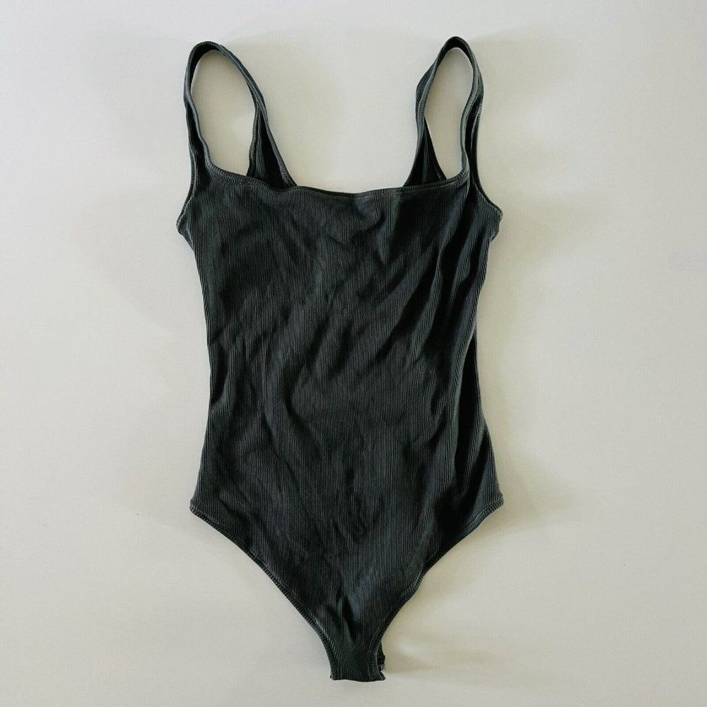 SKIMS Deep Sea Green Cotton Rib Bodysuit - L